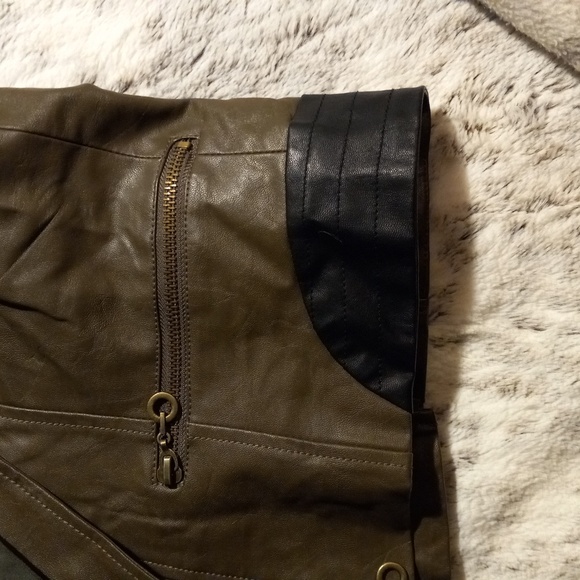 Paparazzi Leather Biker Jacket, Forest Green and Black - Picture 9 of 10